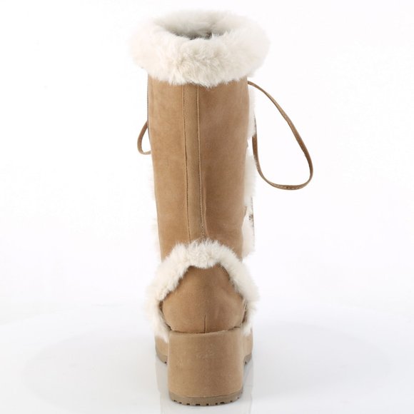 Y2K Faux Fur Trim Platform Lace Up Boots - Picture 5 of 5